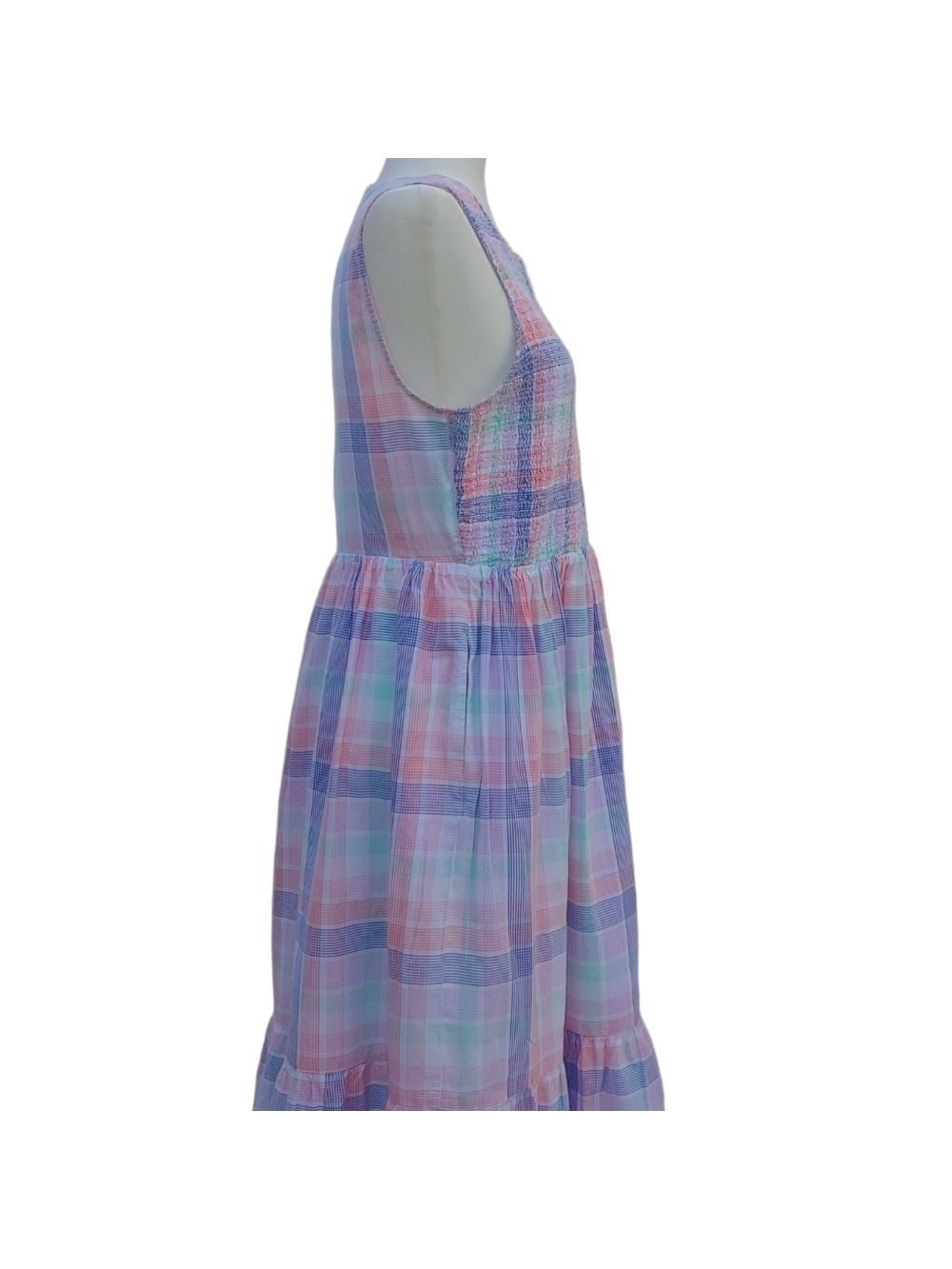J.Crew Women's Smocked Tiered Cotton Plaid Dress in Pastels Multi size Large - Picture 13 of 17